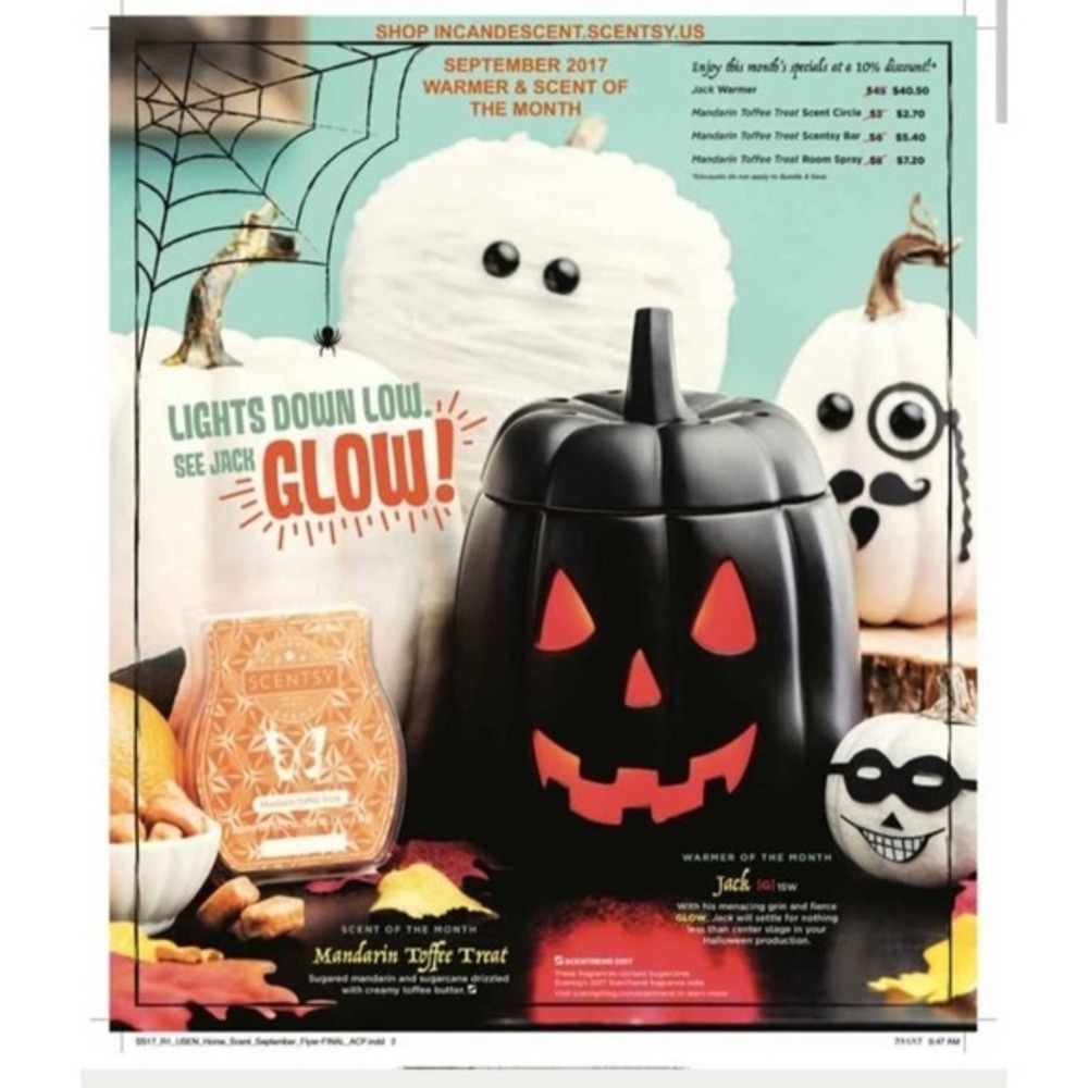Scentsy Jack O Lantern Pumpkin Wax Warmer Matte Black Halloween 2017 Glow 15W
